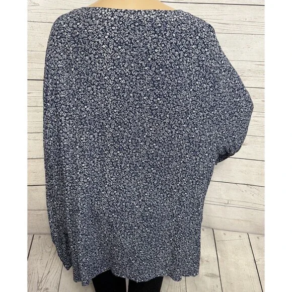 Lane Bryant Blouse Plus Size 24 Floral Print Long Sleeve Rayon - Picture 9 of 12